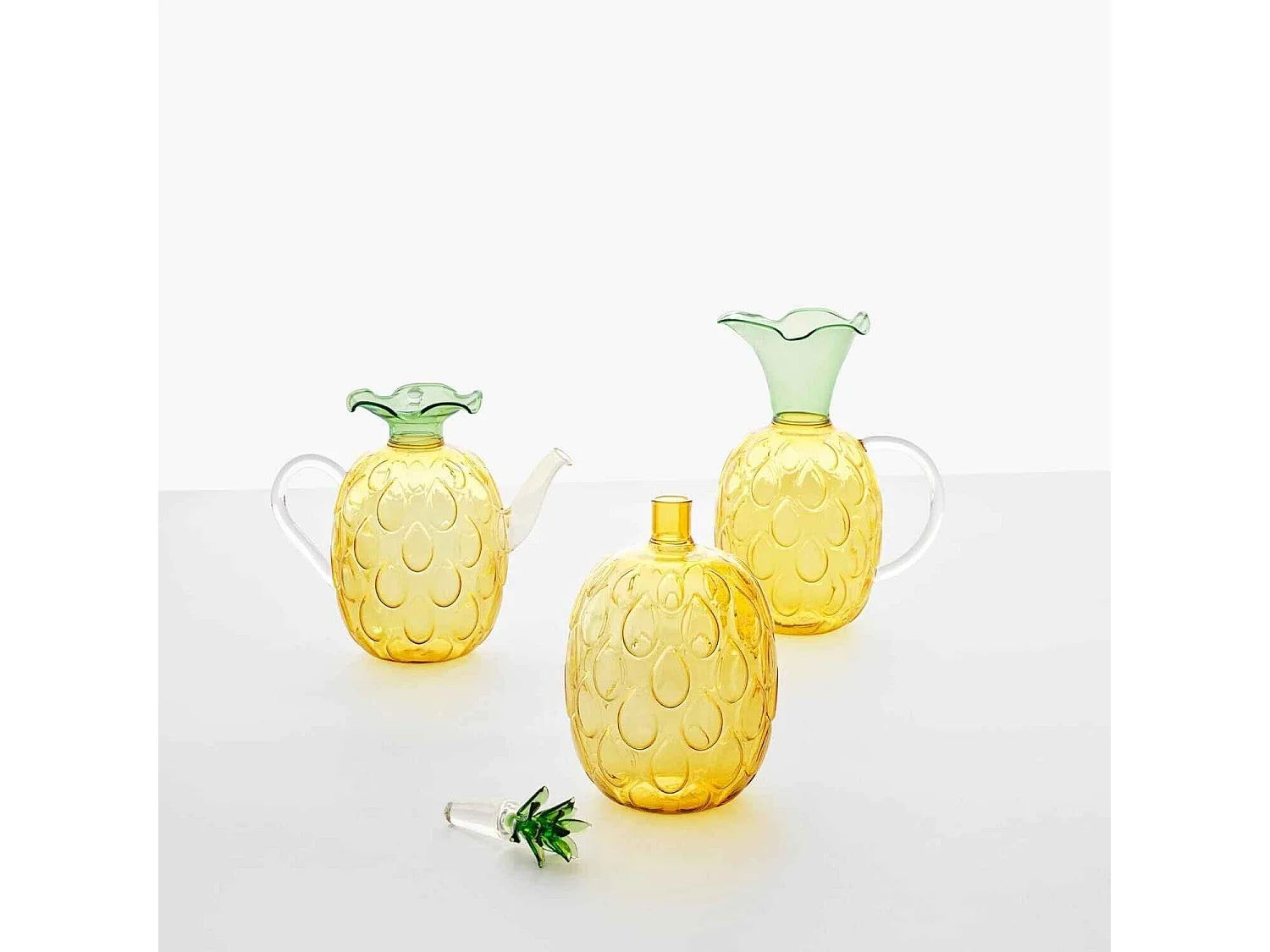 Bouteille en verre borosilicate, Ananas, jaune/vert 1100 ml, Fruits And Flowers