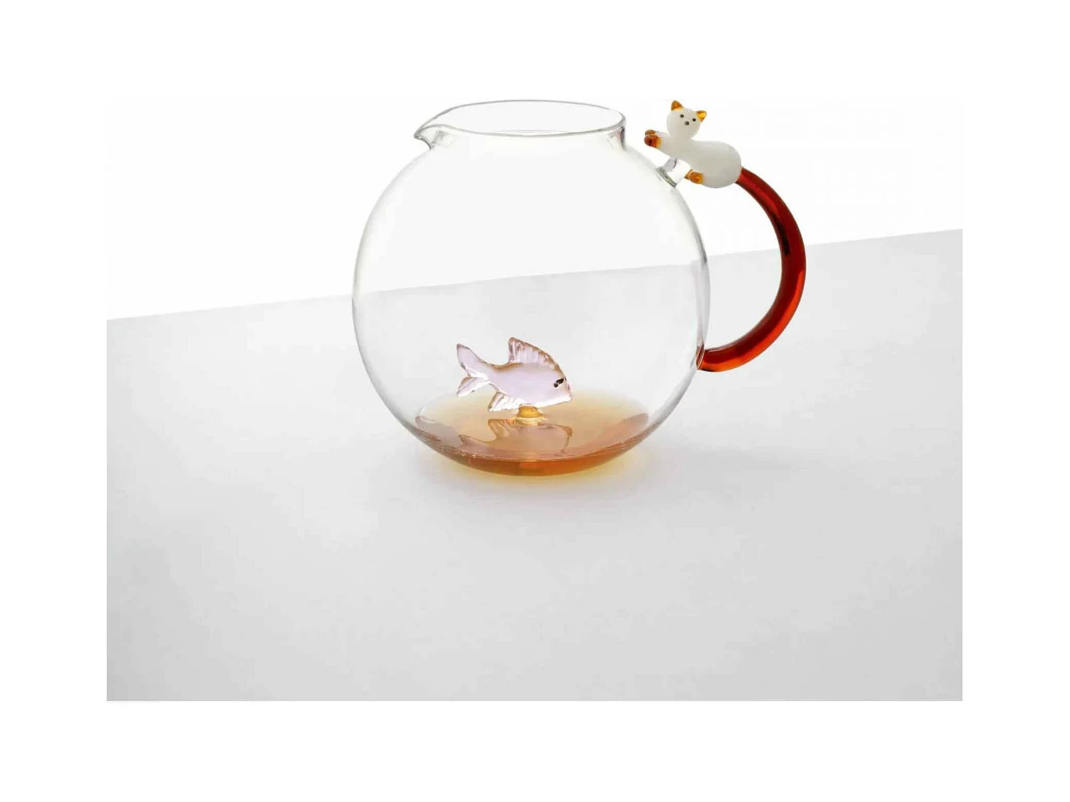 Dzbanek z szkła borokrzemowego, Ryba i Kot, różowy/bursztynowy 1500 ml, Tabby Cat