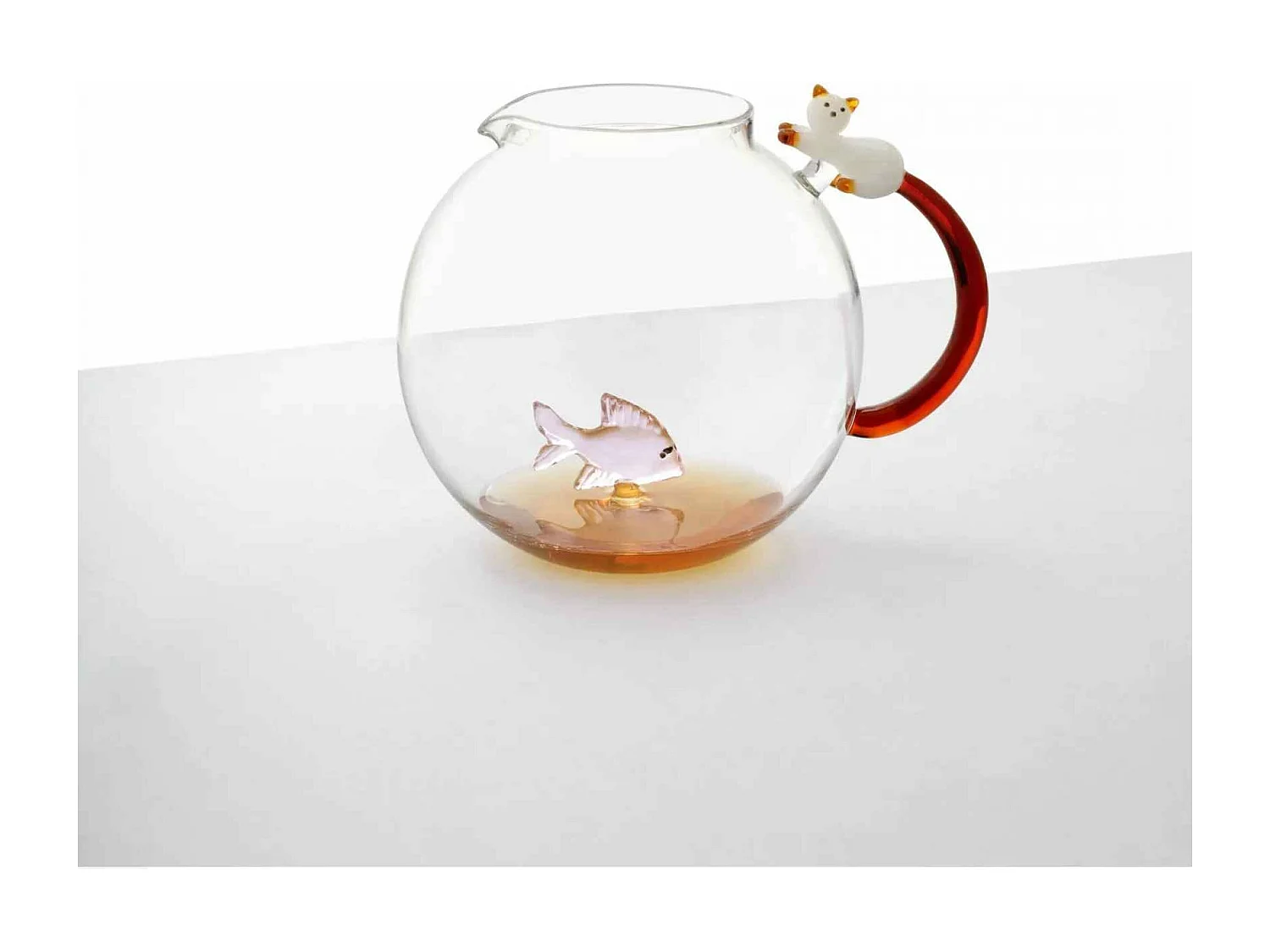 Kan van borosilicaatglas, Vis en Kat, roze/amber 1500 ml, Tabby Cat