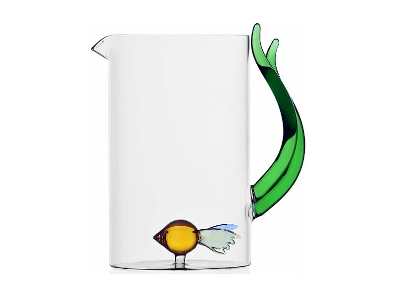 Jarra de vidrio borosilicato, Pez con Alga, amarillo/verde 1500 ml, Animal Farm