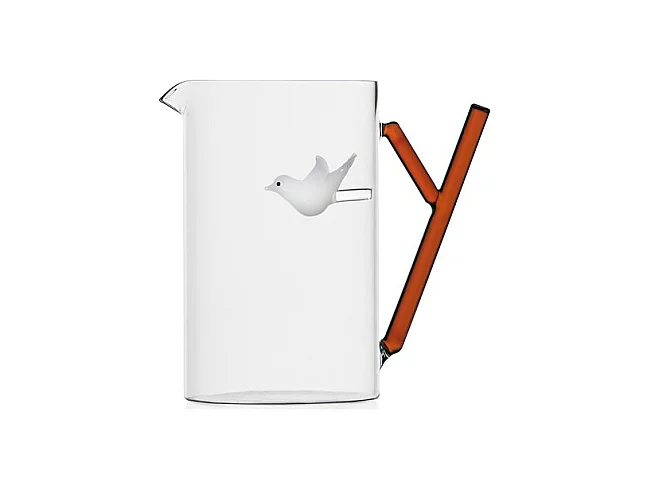 Dzbanek z szkła borokrzemowego, Ptak, biały/brązowy 1500 ml, Animal Farm