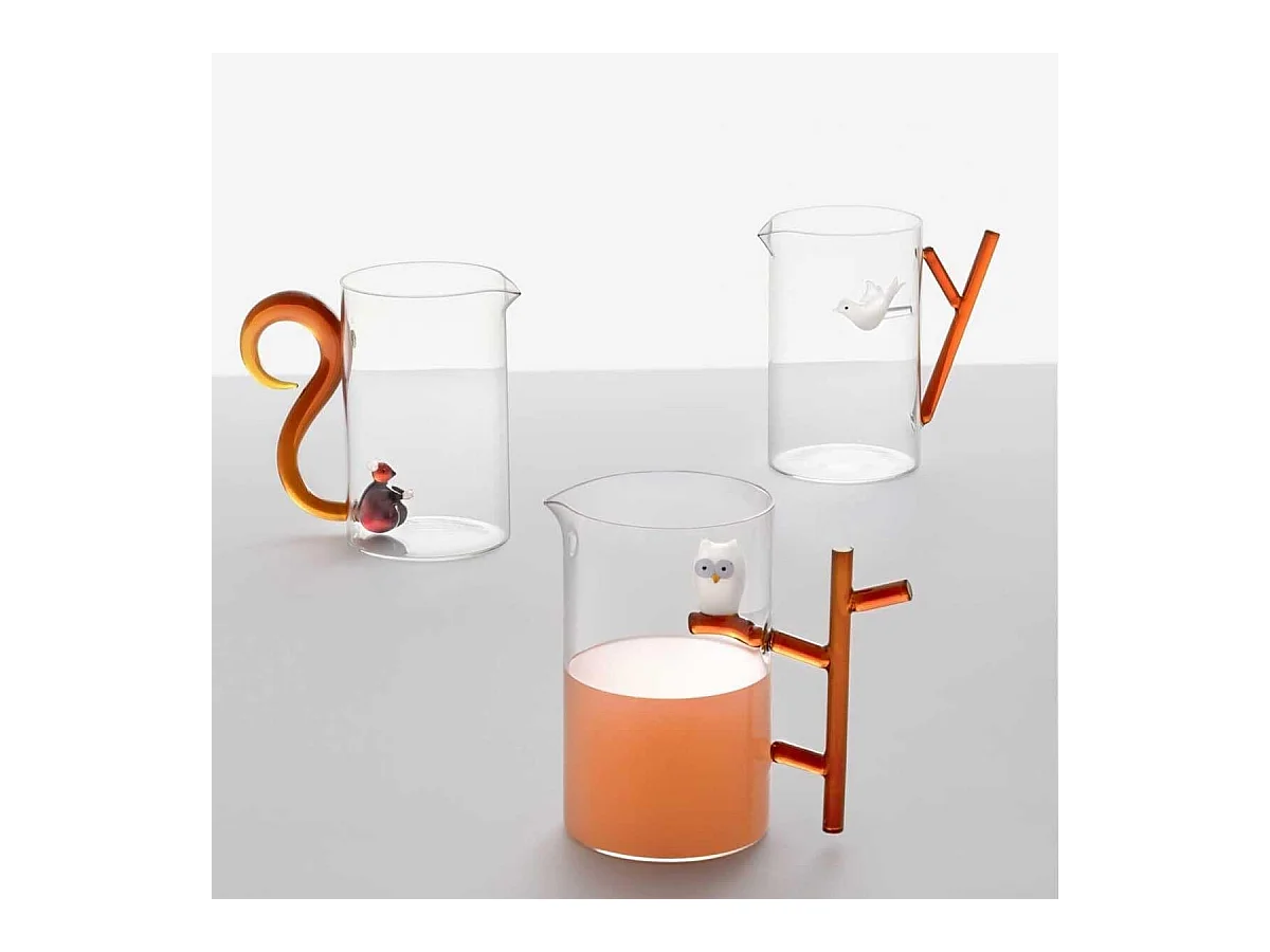 Dzbanek z szkła borokrzemowego, Ptak, biały/brązowy 1500 ml, Animal Farm