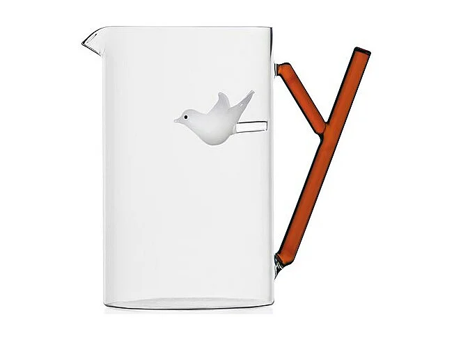 Kan van borosilicaatglas, Vogeltje, wit/bruin 1500 ml, Animal Farm