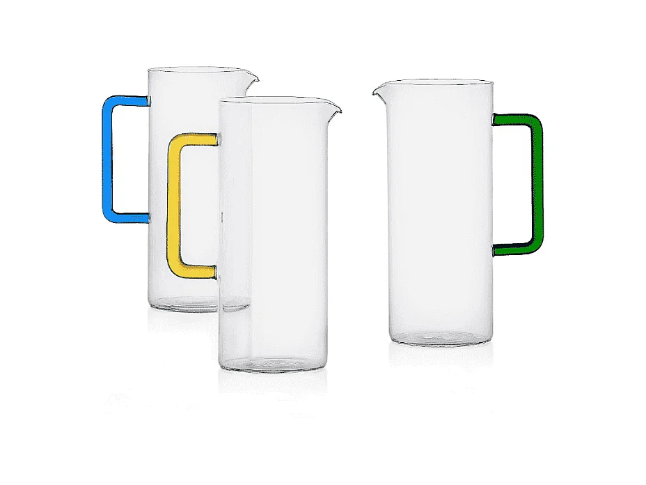 Dzbanek z ręcznie dmuchanego szkła przezroczysty/zielony 1200 ml, Tube