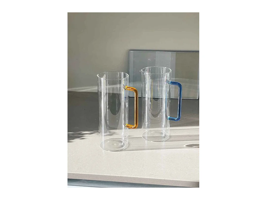 Dzbanek z ręcznie dmuchanego szkła przezroczysty/zielony 1200 ml, Tube