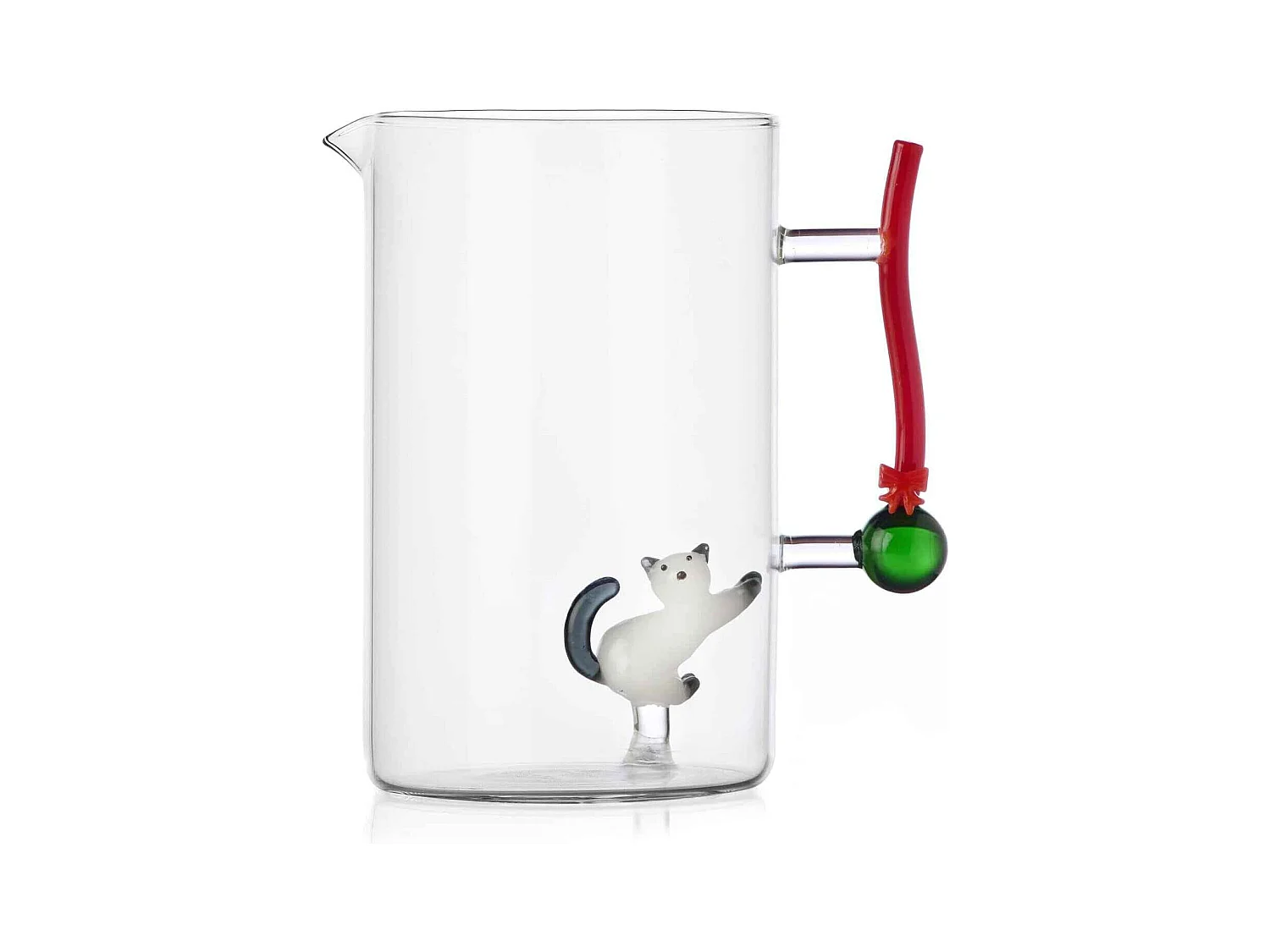 Carafe en verre borosilicate, Chat et Balle, blanc/rouge 1500 ml, Tabby Cat