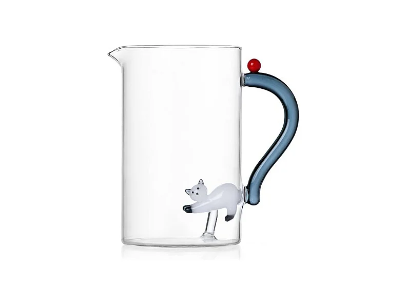 Dzbanek z szkła borokrzemowego, Kot, biały/szary 1500 ml, Tabby Cat
