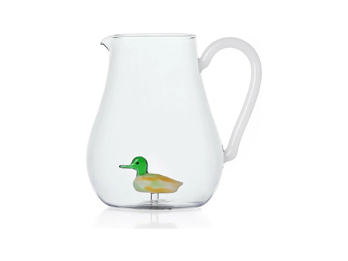 Carafe en verre borosilicate, Canard, vert/jaune 1500 ml, Animal Farm