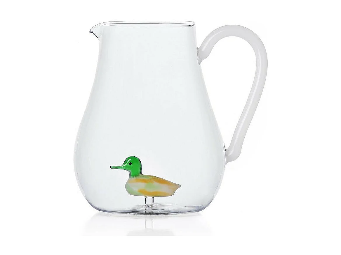 Carafe en verre borosilicate, Canard, vert/jaune 1500 ml, Animal Farm