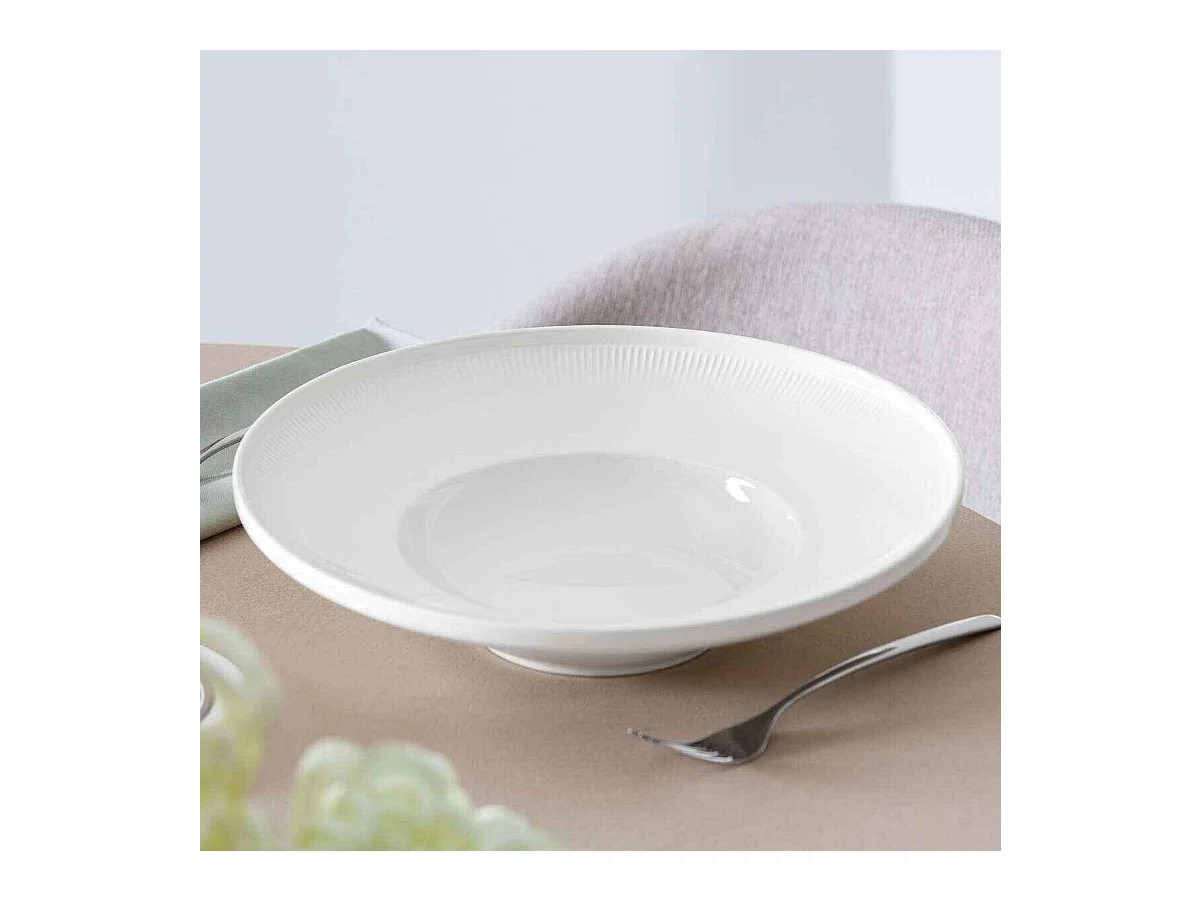 Assiette creuse en porcelaine blanc D29 cm, Afina