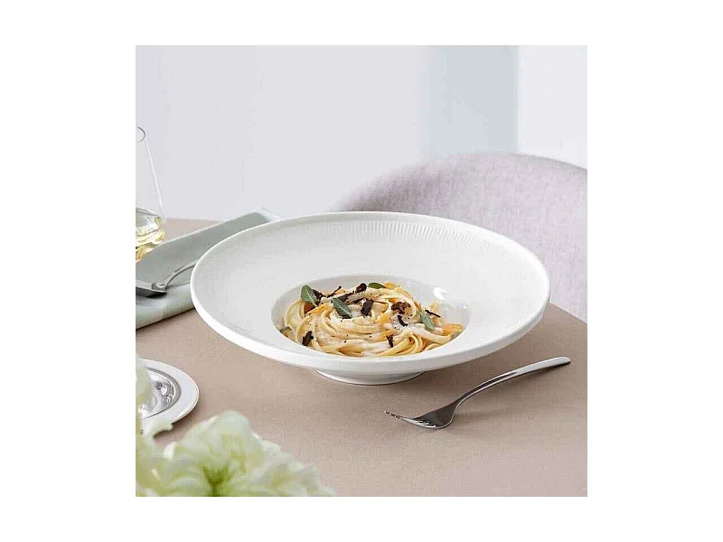 Assiette creuse en porcelaine blanc D29 cm, Afina