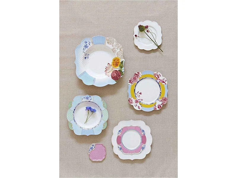 Talerzyk deserowy z porcelany różowo-niebieski śr. 17 cm, Royal