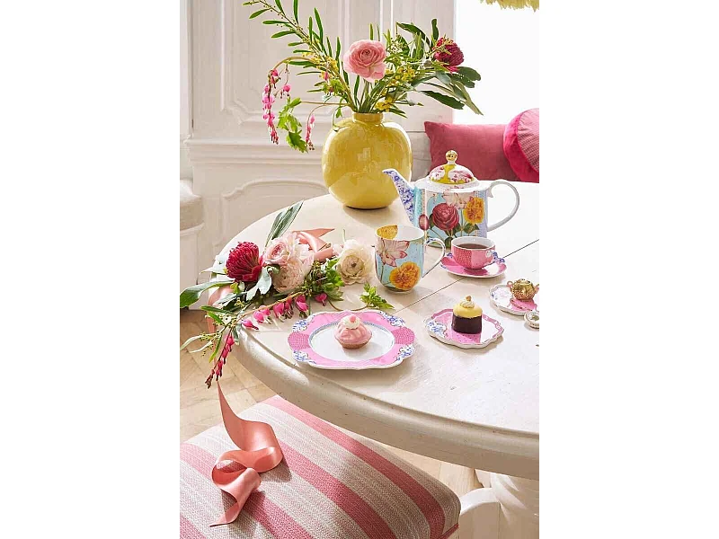 Talerzyk deserowy z porcelany różowo-niebieski śr. 17 cm, Royal