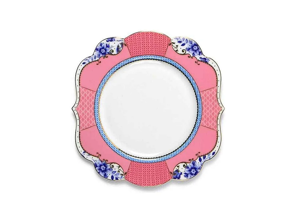 Assiette à dessert en porcelaine rose/bleu D17 cm, Royal