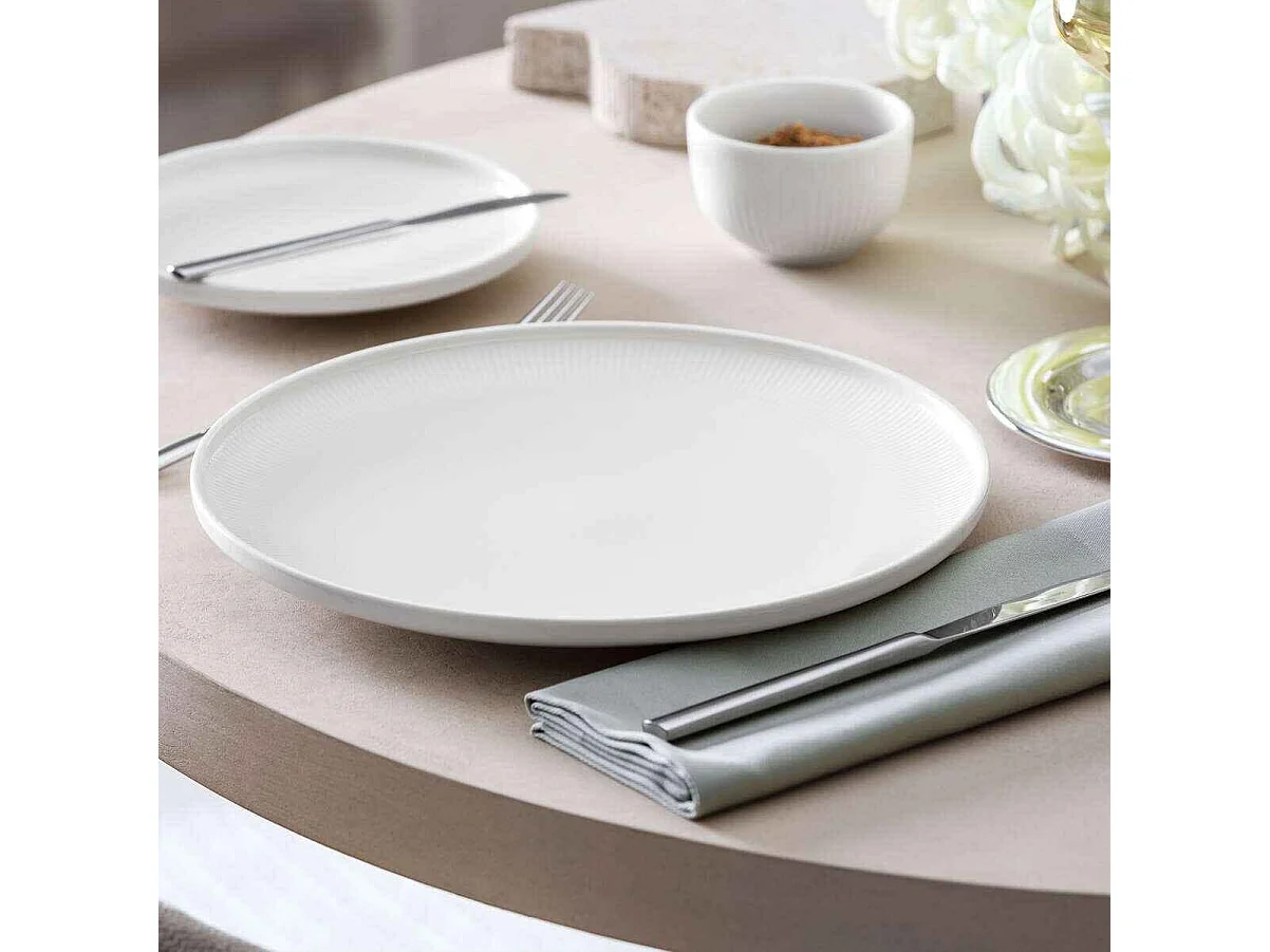 Assiette plate en porcelaine blanc D27 cm, Afina