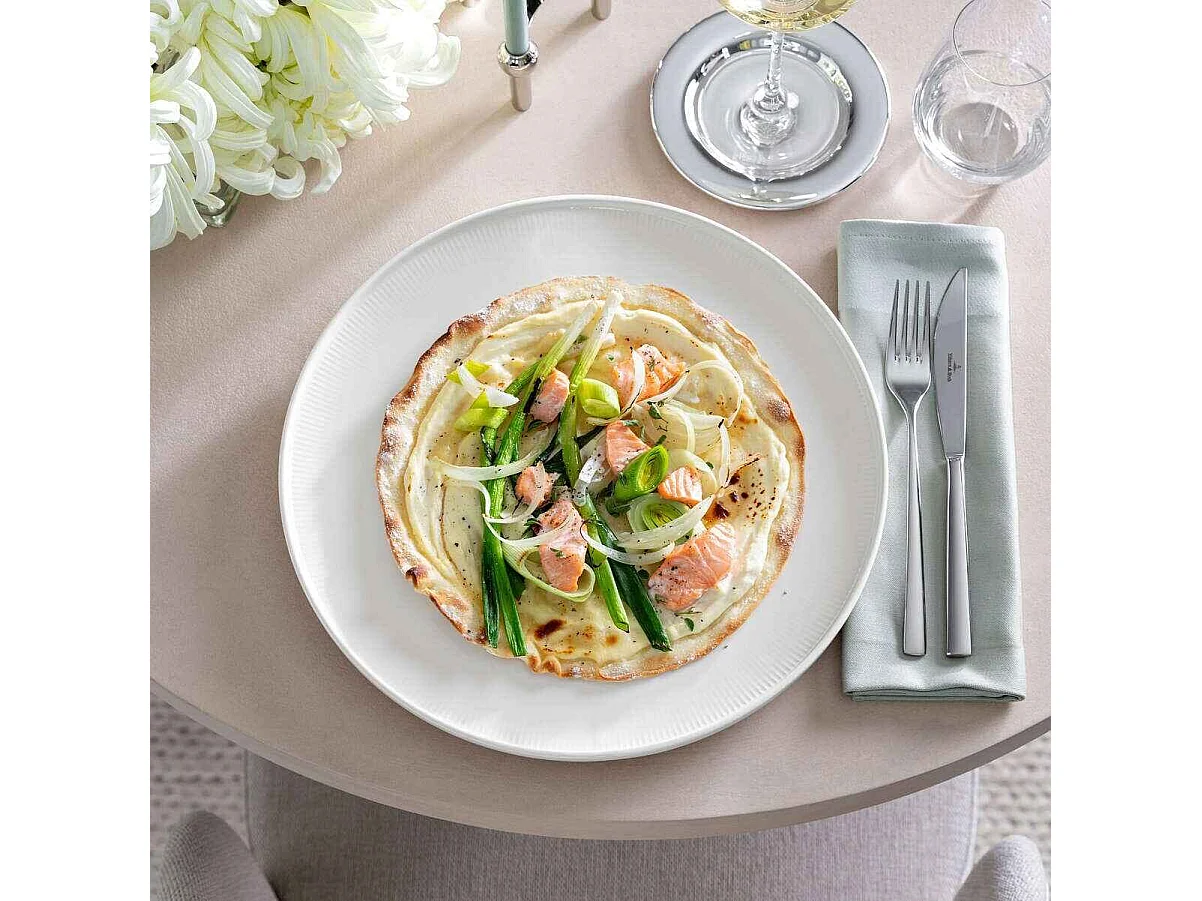 Assiette gourmande en porcelaine blanc D32 cm, Afina