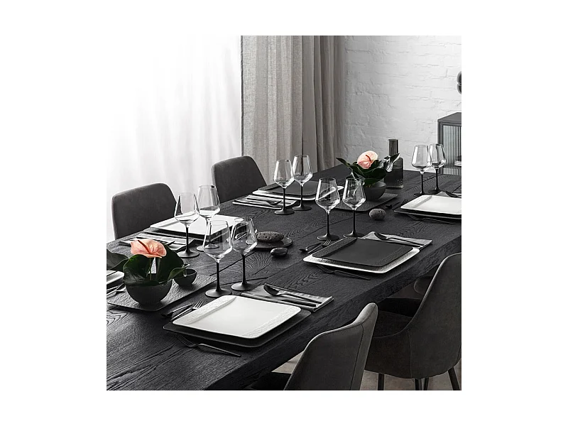 Talerz płaski kwadratowy z porcelany czarnej dł. 28 cm, Manufacture Rock