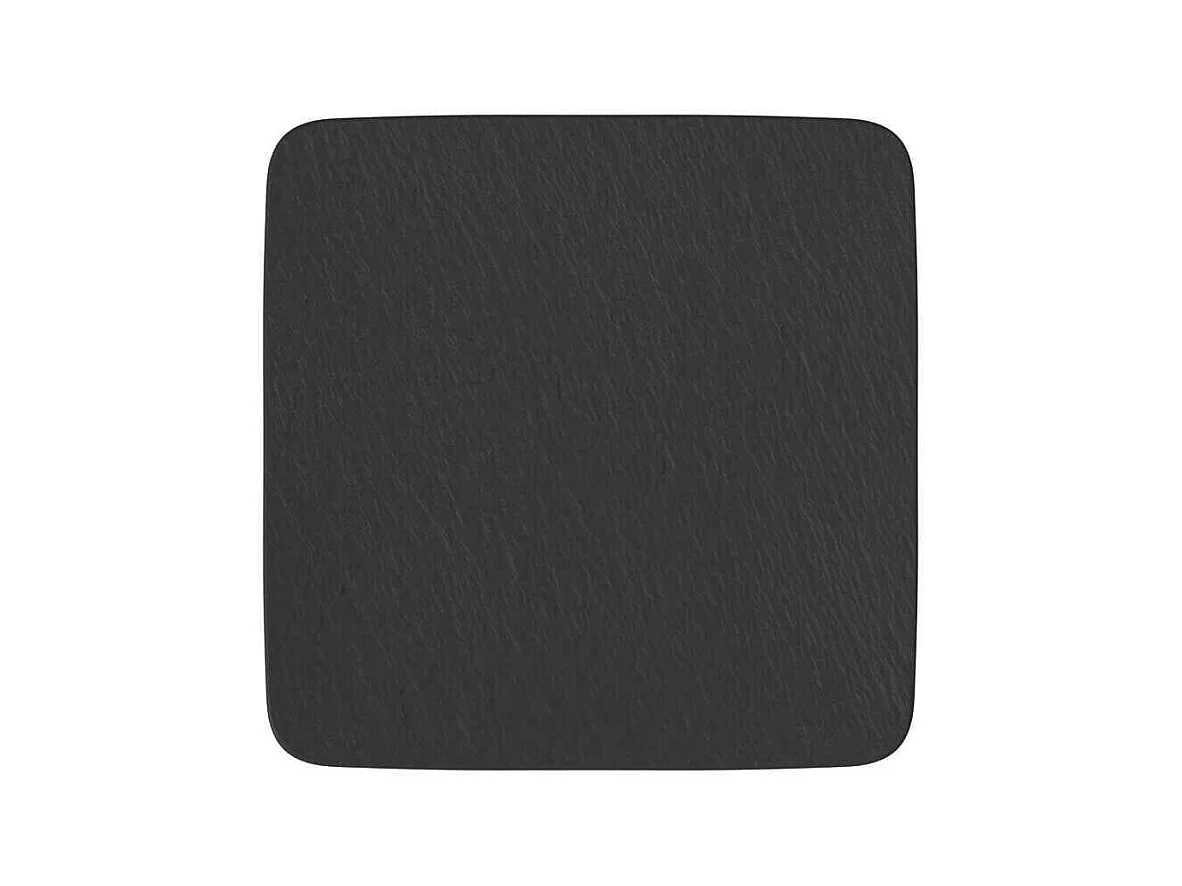 Assiette plate carrée en porcelaine noir L28 cm, Manufacture Rock