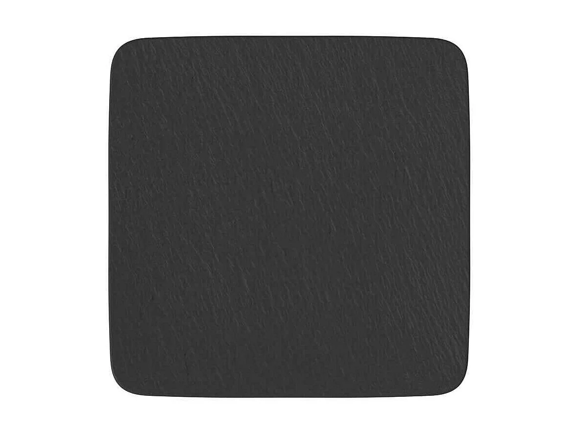 Assiette plate carrée en porcelaine noir L28 cm, Manufacture Rock