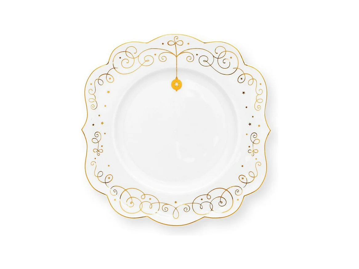 Assiette à dessert en porcelaine blanc/or D17 cm, Royal