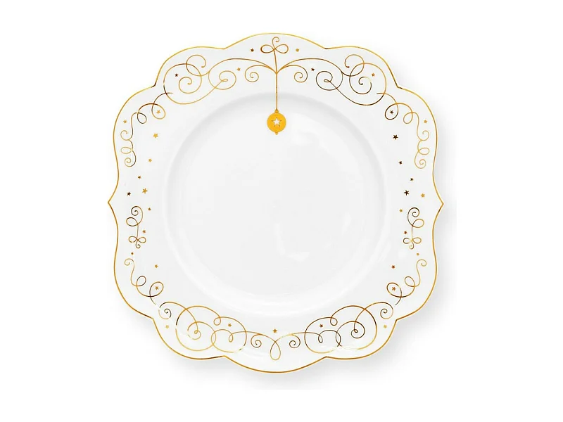 Talerzyk deserowy z porcelany biało-złoty śr. 17 cm, Royal