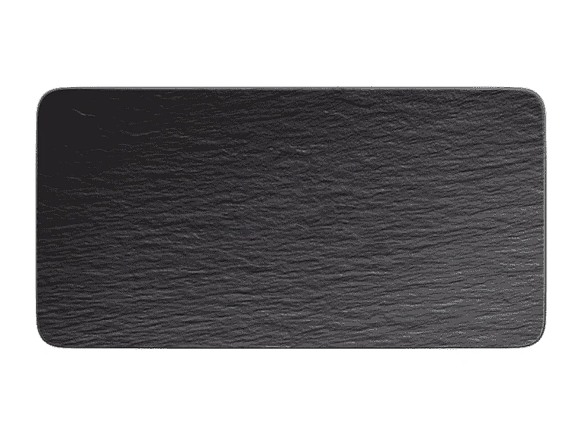 Rechteckige Mehrzweckplatte aus Porzellan schwarz 28x17 cm, Manufacture Rock