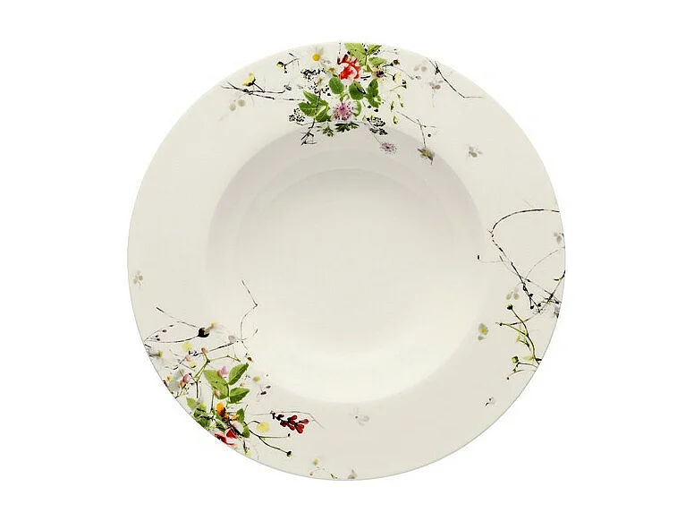 Talerz głęboki z falbaną z porcelany biało/wielokolorowy śr. 23 cm, Brillance