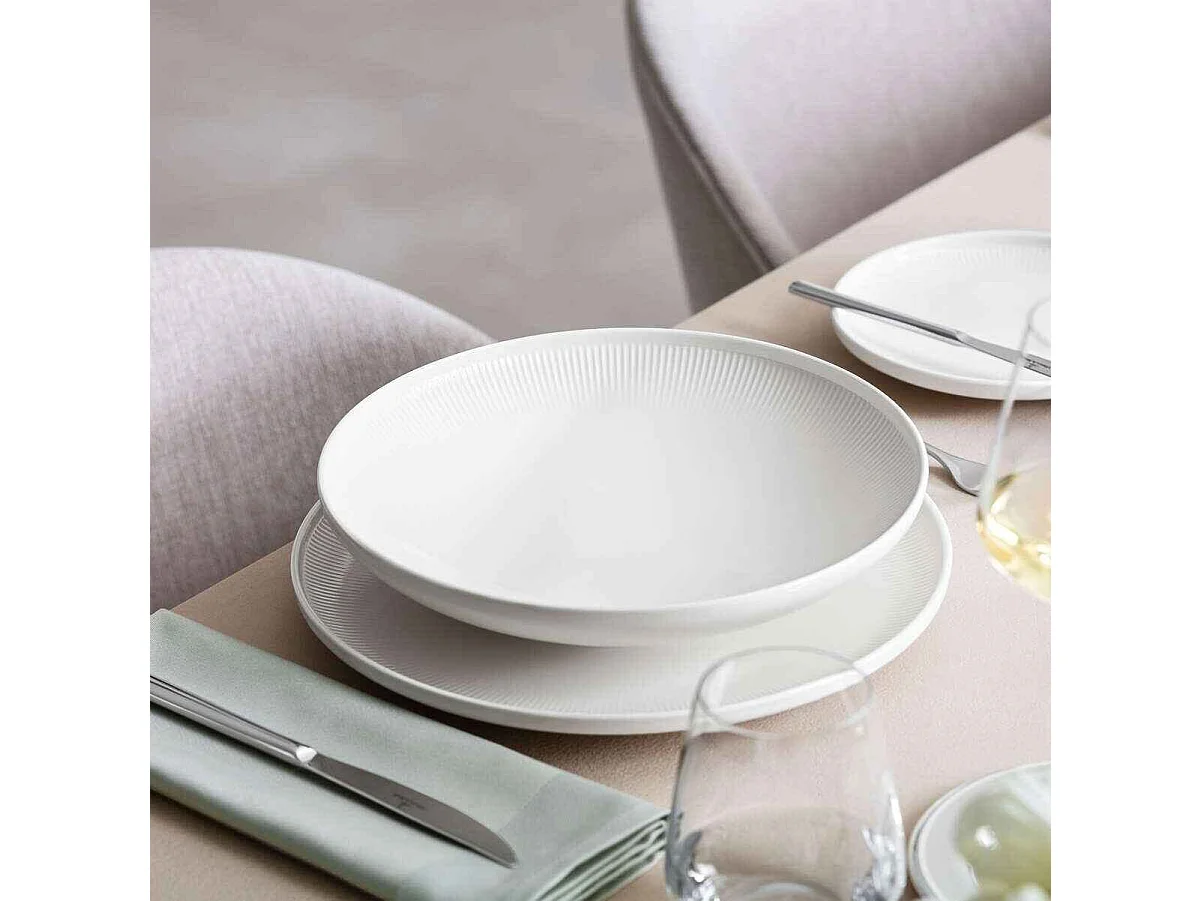 Plat de service en porcelaine blanc D25 cm, Afina