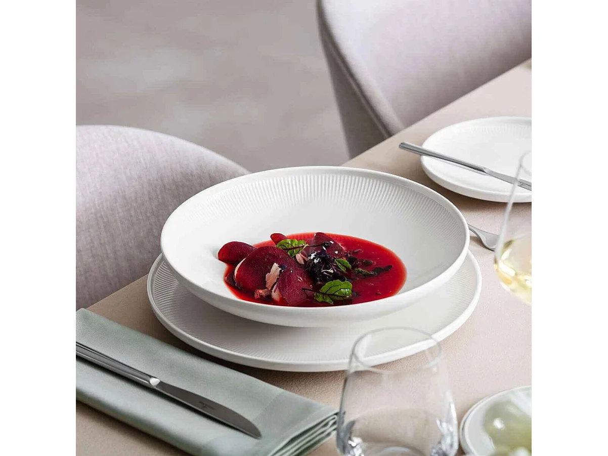Plat de service en porcelaine blanc D25 cm, Afina