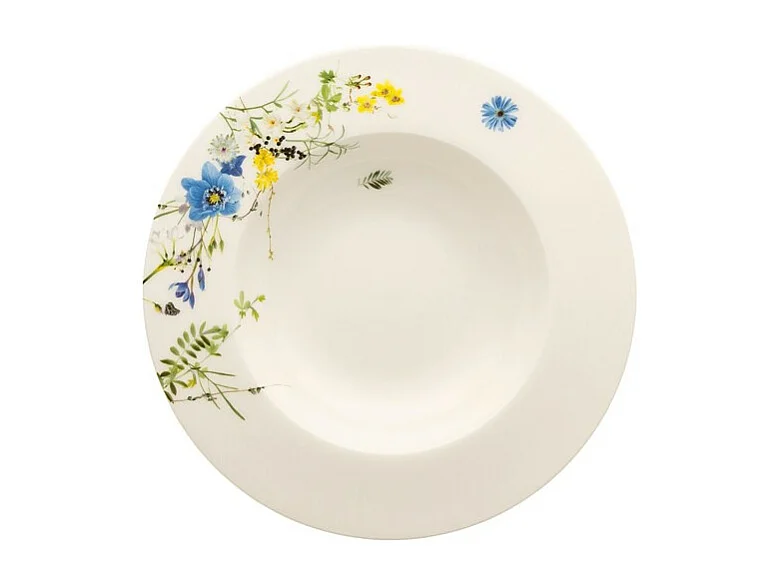 Talerz głęboki z falbaną z porcelany biało/wielokolorowy śr. 23 cm, Brillance