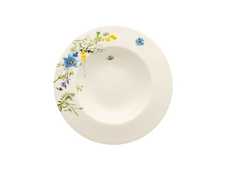 Assiette creuse avec aile en porcelaine blanc/multicolore D23 cm, Brillance