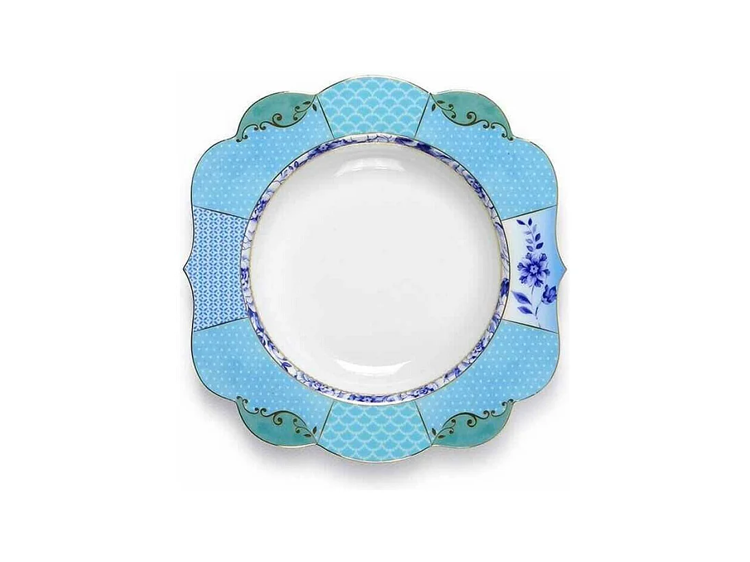 Assiette creuse en porcelaine turquoise/vert D23.5 cm, Royal