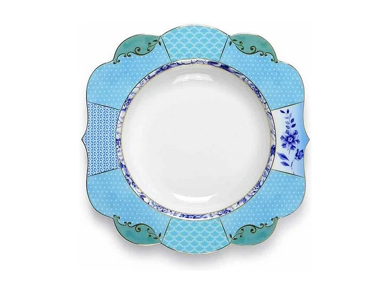 Diep bord van porselein turquoise/groen D23.5 cm, Royal