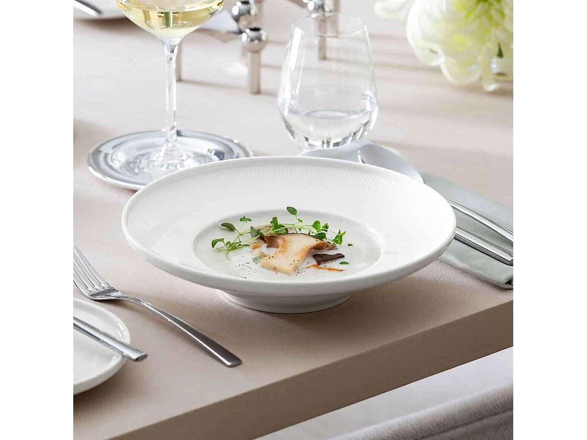 Assiette creuse en porcelaine blanc D25 cm, Afina