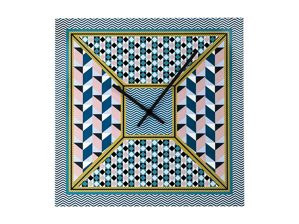 Zegar ścienny z kryształu akrylowego turkusowy/wielokolorowy 35x35 cm, Decor
