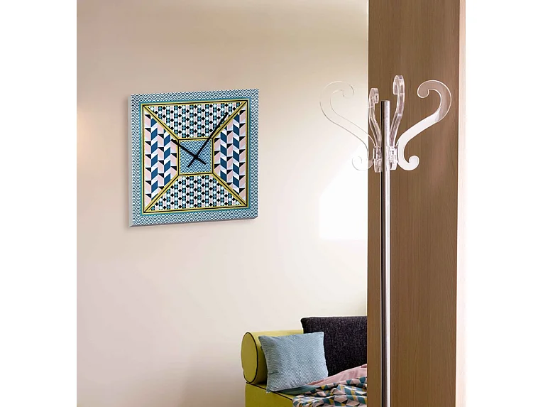 Zegar ścienny z kryształu akrylowego turkusowy/wielokolorowy 35x35 cm, Decor