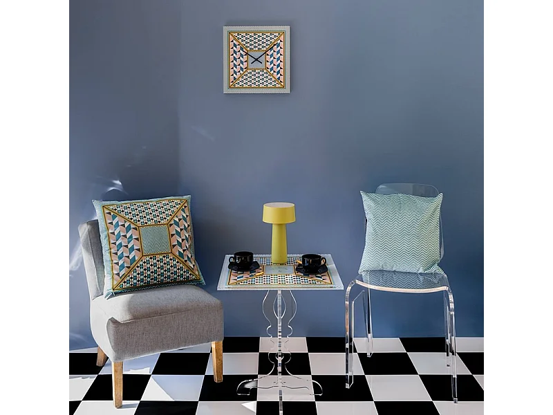 Zegar ścienny z kryształu akrylowego turkusowy/wielokolorowy 35x35 cm, Decor