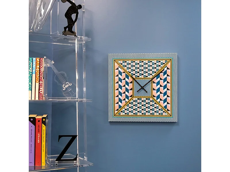 Zegar ścienny z kryształu akrylowego turkusowy/wielokolorowy 35x35 cm, Decor