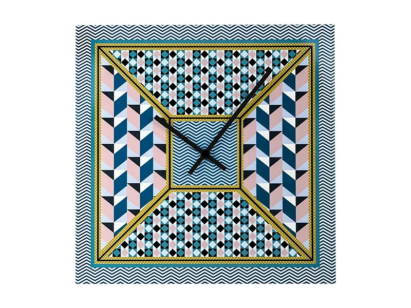 Zegar ścienny z kryształu akrylowego turkusowy/wielokolorowy 35x35 cm, Decor