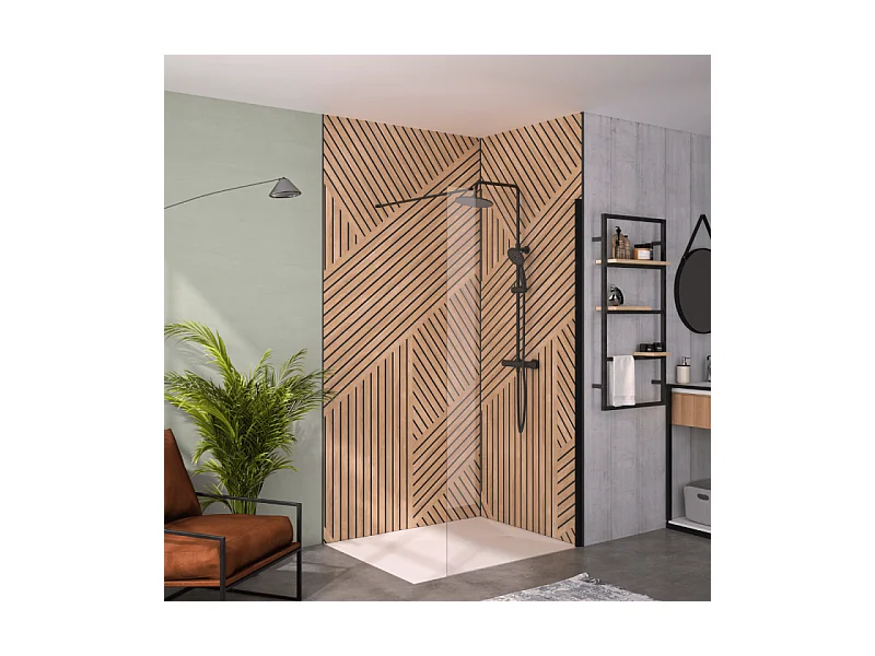 Paroi de douche transparent KINEDO Solo 6+ 120cm profilé Noir mat