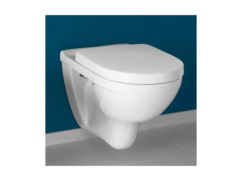 Pack WC sans bride VILLEROY ET BOCH O novo avec abattant frein de chute + bâti Viconnect PRO + plaque noir mat  + Tabouret blanc