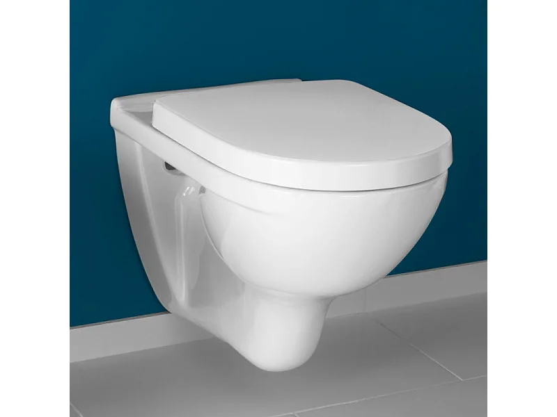 Pack WC sans bride VILLEROY ET BOCH O novo avec abattant frein de chute + bâti Viconnect PRO + plaque noir mat  + Tabouret blanc