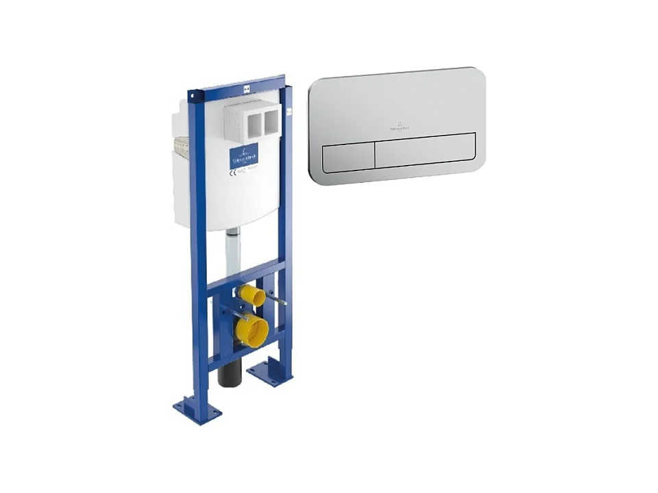 Bâti-support autoportant WC VILLEROY ET BOCH Viconnect avec plaque chrome mat