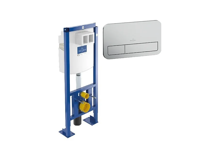 Bâti-support autoportant WC VILLEROY ET BOCH Viconnect avec plaque chrome mat