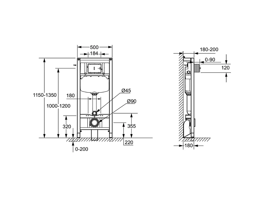 Bâti-support mural JACOB DELAFON 3/6 L autoportant