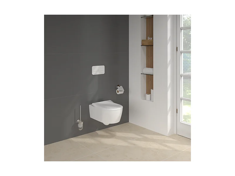 Pack WC sans bride VILLEROY ET BOCH Avento + Bâti support + abattant frein de chute + plaque blanche  + Tabouret blanc