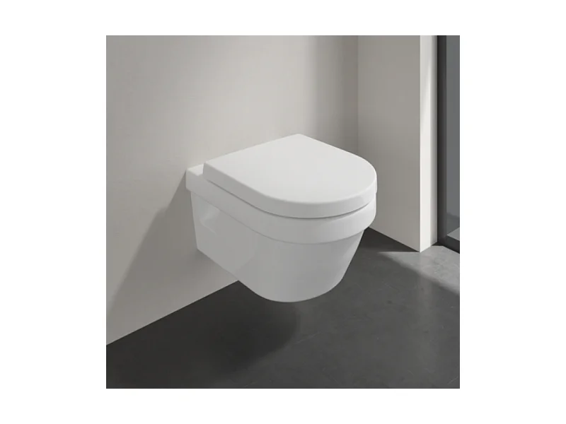 Pack WC suspendu sans bride VILLEROY ET BOCH Architectura Directflush + abattant + plaque blanche + bâti  + Tabouret blanc