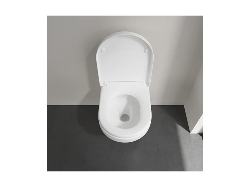 Pack WC suspendu sans bride VILLEROY ET BOCH Architectura Directflush + abattant + plaque blanche + bâti  + Tabouret blanc