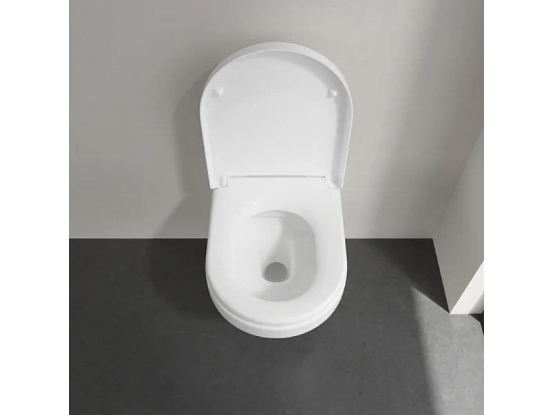 Pack WC suspendu sans bride VILLEROY ET BOCH Architectura Directflush + abattant + plaque blanche + bâti  + Tabouret blanc