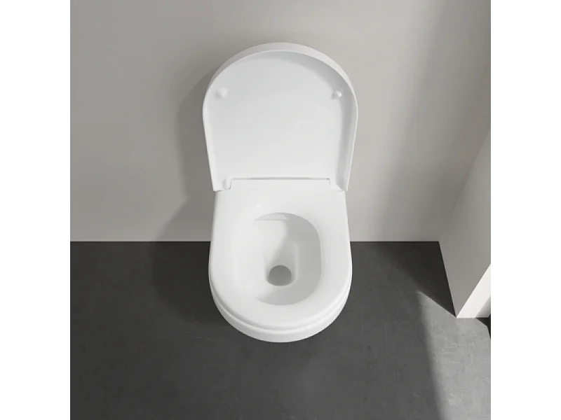 Pack WC suspendu sans bride VILLEROY ET BOCH Architectura 37 x 53 + abattant + plaque blanche + bâti  + Tabouret bois